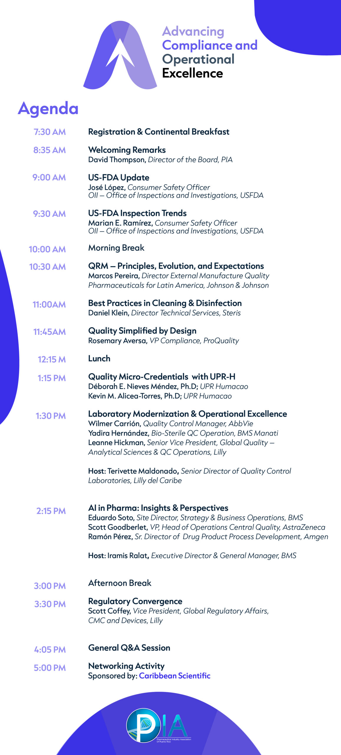 PIA Regulatory Conference 2026 Agenda as of August 7, 2026